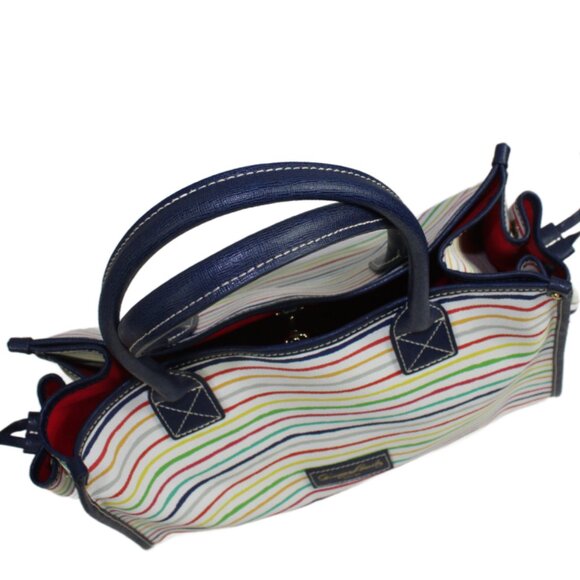 Dooney & Bourke Multi Watercolor White Blue Striped Tote - Picture 5 of 9